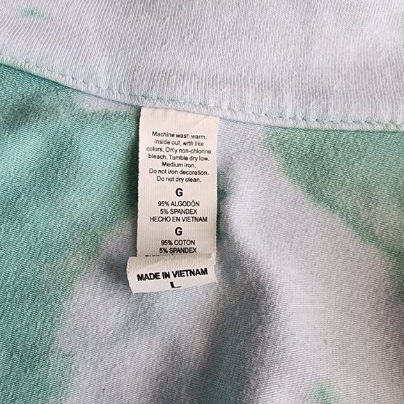 Akasha Sun Hand-Dyed Tie Dye Teal & White Zip Up Track Jacket - Picture 9 of 9